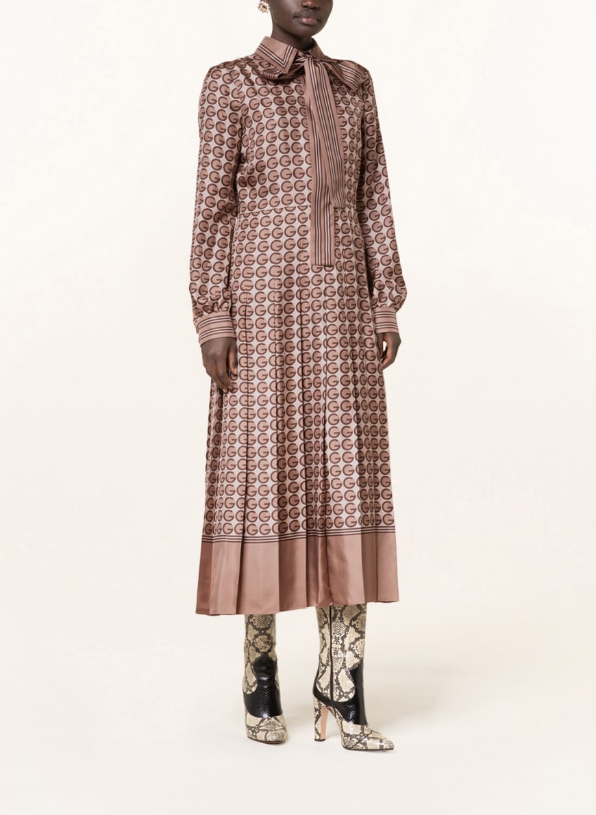 GUCCI Shirt dress in silk in 2394 sand/ivory/mc | Breuninger