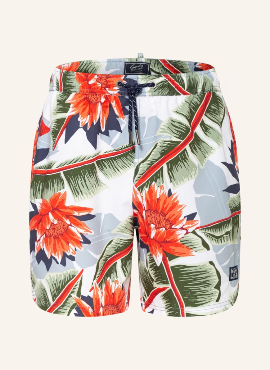 Superdry Swim shorts VINTAGE HAWAIIAN, Color: WHITE/ GREEN/ ORANGE(Image 1)