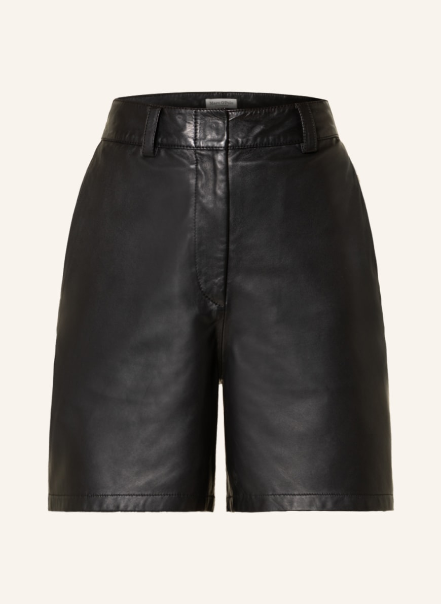Marc O'Polo Leather shorts, Color: BLACK(Image 1)