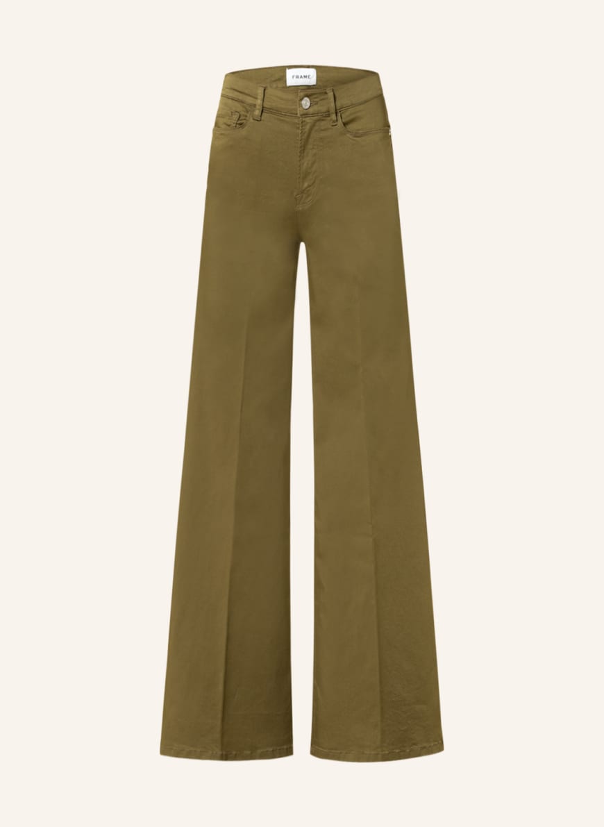 FRAME Wide leg trousers LE PALAZZO SATEEN in olive