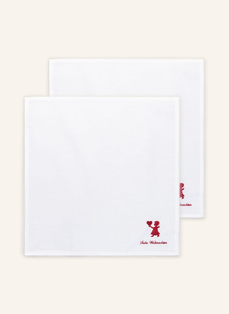 MyNapkin Set of 2 cloth napkins with linen , Color: CREAM/ DARK RED(Image 1)