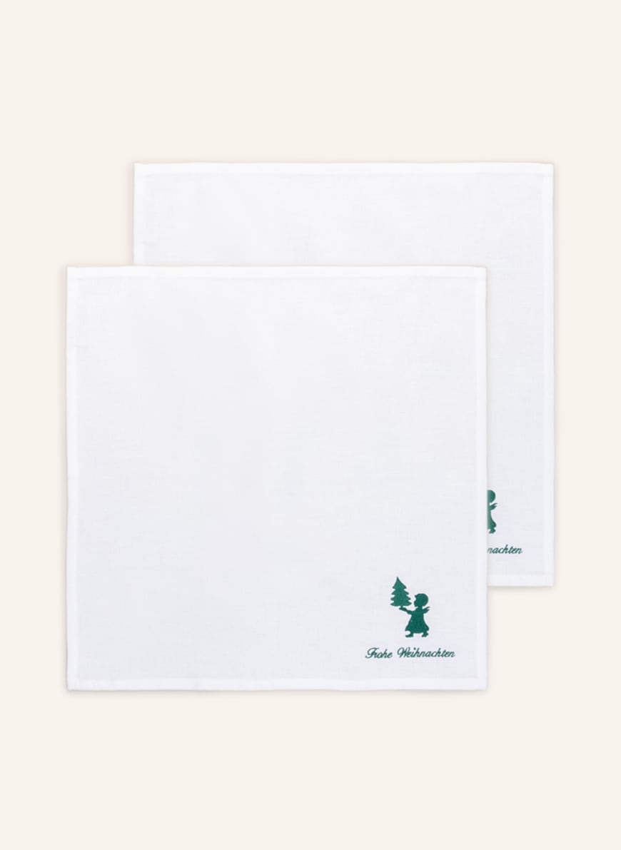 MyNapkin Set of 2 cloth napkins with linen, Color: CREAM/ DARK GREEN(Image 1)