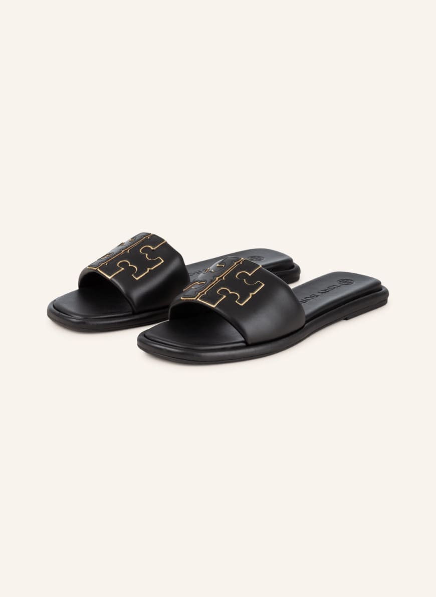TORY BURCH Slides, Color: 013 PERFECT BLACK / GOLD (Image 1)