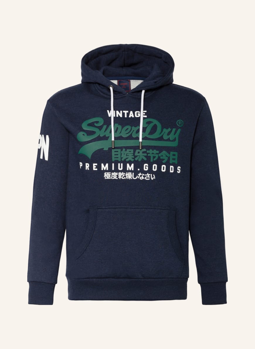 Superdry Hoodie in dark blue/ green/ white