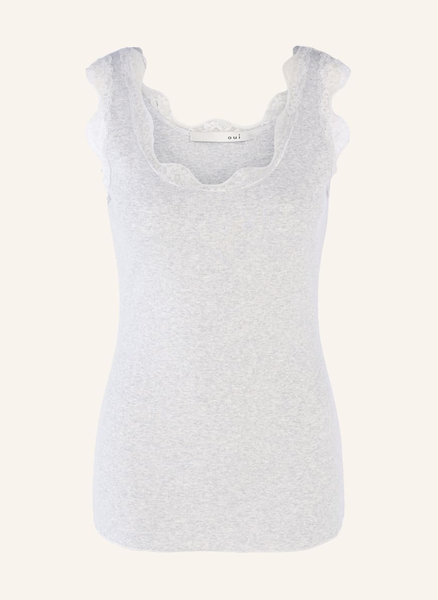 oui Top with lace , Color: LIGHT GRAY (Image 1)