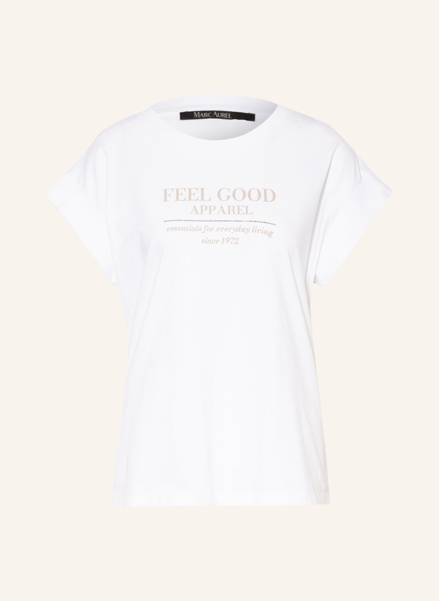 MARC AUREL T-shirt with decorative gems, Color: WHITE(Image 1)