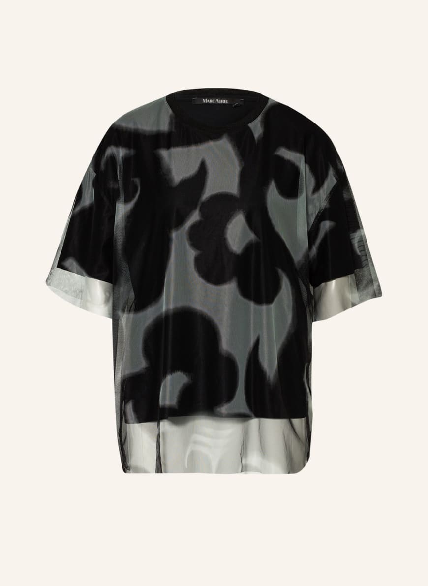 MARC AUREL T-shirt made of mesh, Color: BLACK/ LIGHT GREEN(Image 1)