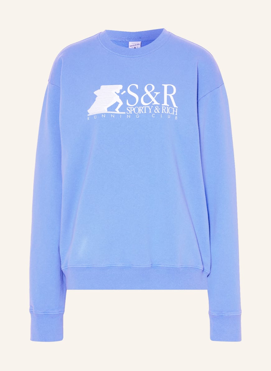 SPORTY & RICH Sweatshirt, Color: LIGHT BLUE/ WHITE (Image 1)