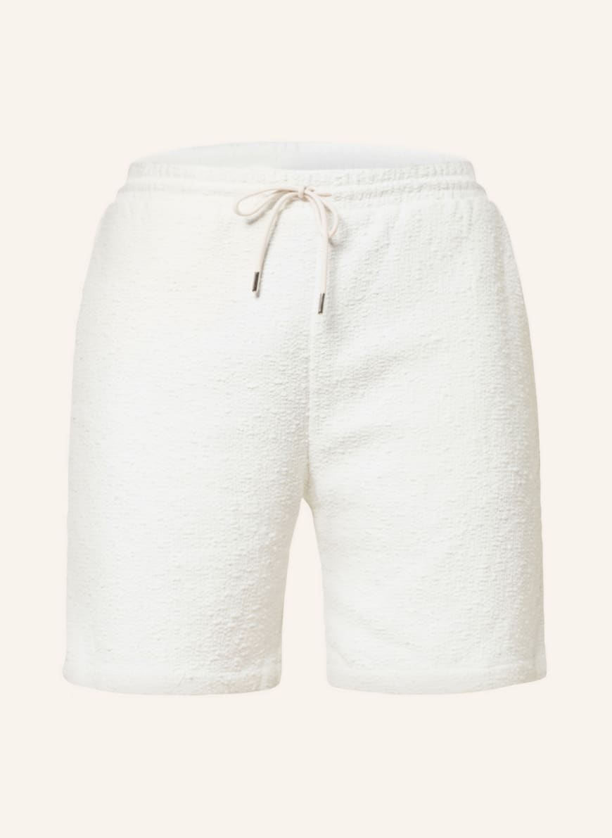 DRÔLE DE MONSIEUR Tweed shorts with tuxedo stripe, Color: WHITE (Image 1)