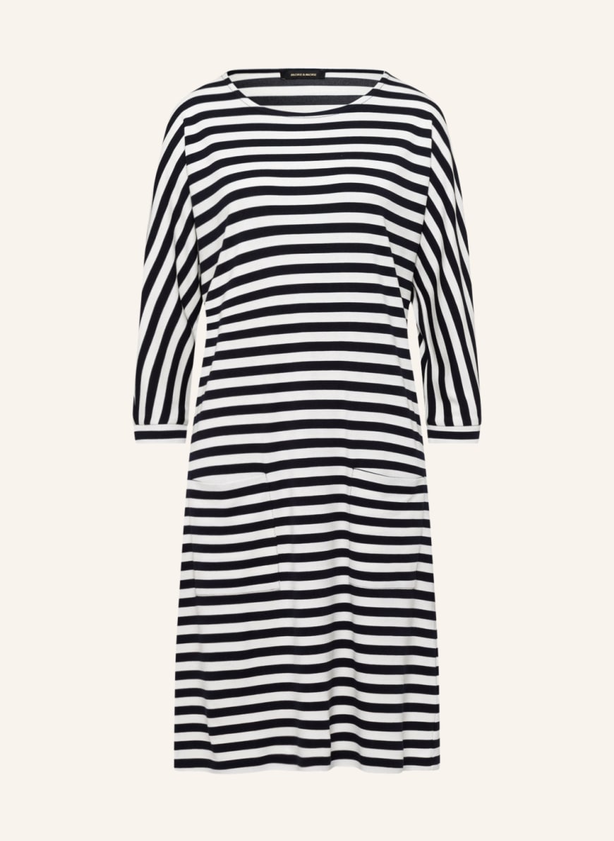 MORE & MORE Jersey dress with 3/4 sleeves in dark blue/ white ...