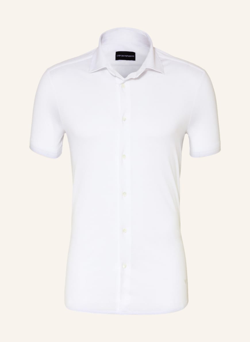 EMPORIO ARMANI Short-sleeved shirt slim fit in jersey, Color: WHITE (Image 1)