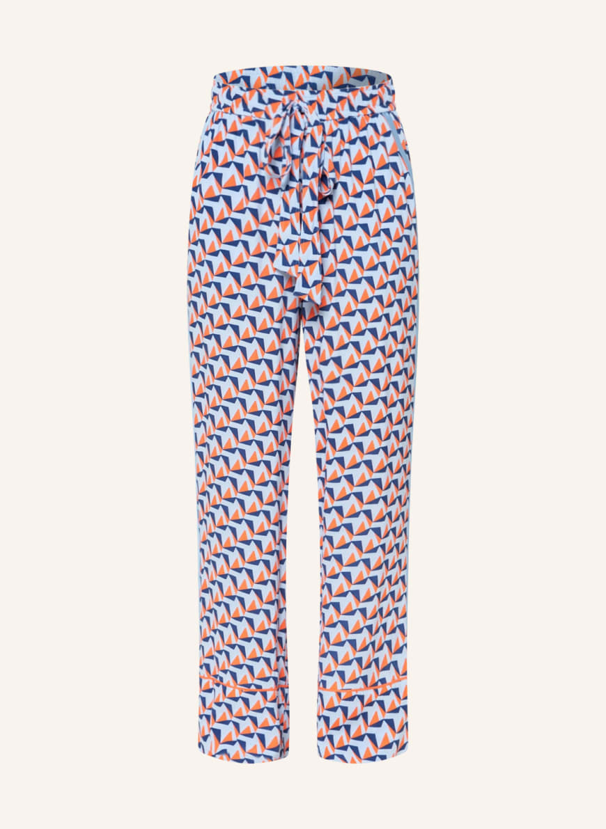 DIANE VON FURSTENBERG Wide leg trousers MASLIN with tuxedo stripes , Color: DARK BLUE/ LIGHT BLUE/ SALMON (Image 1)