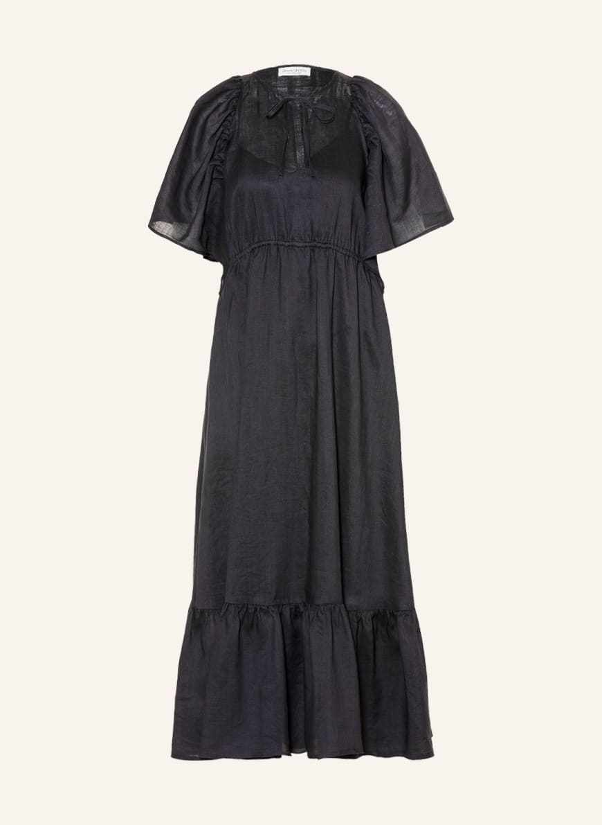 Marc O'Polo Kleid aus Leinen mit Volants, Farbe: SCHWARZ(Bild 1)
