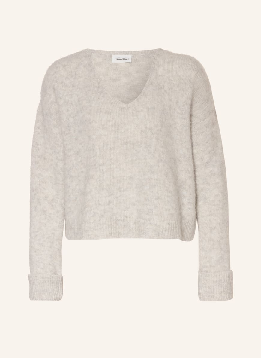 American Vintage Cropped sweater with alpaca , Color: TAUPE (Image 1)