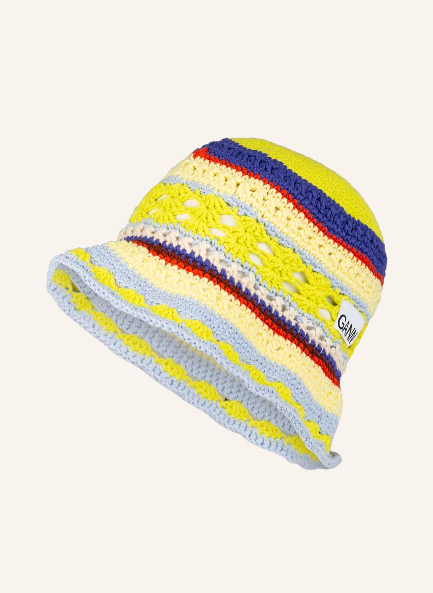 GANNI Bucket hat in dark yellow/ light 