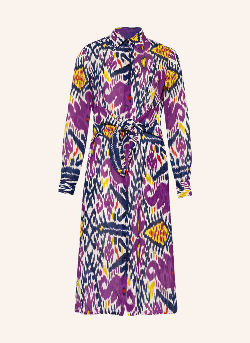 RALPH LAUREN Collection Hemdblusenkleid CHARLEY mit Leinen, Farbe: WEISS/ LILA/ DUNKELBLAU (Bild 1)