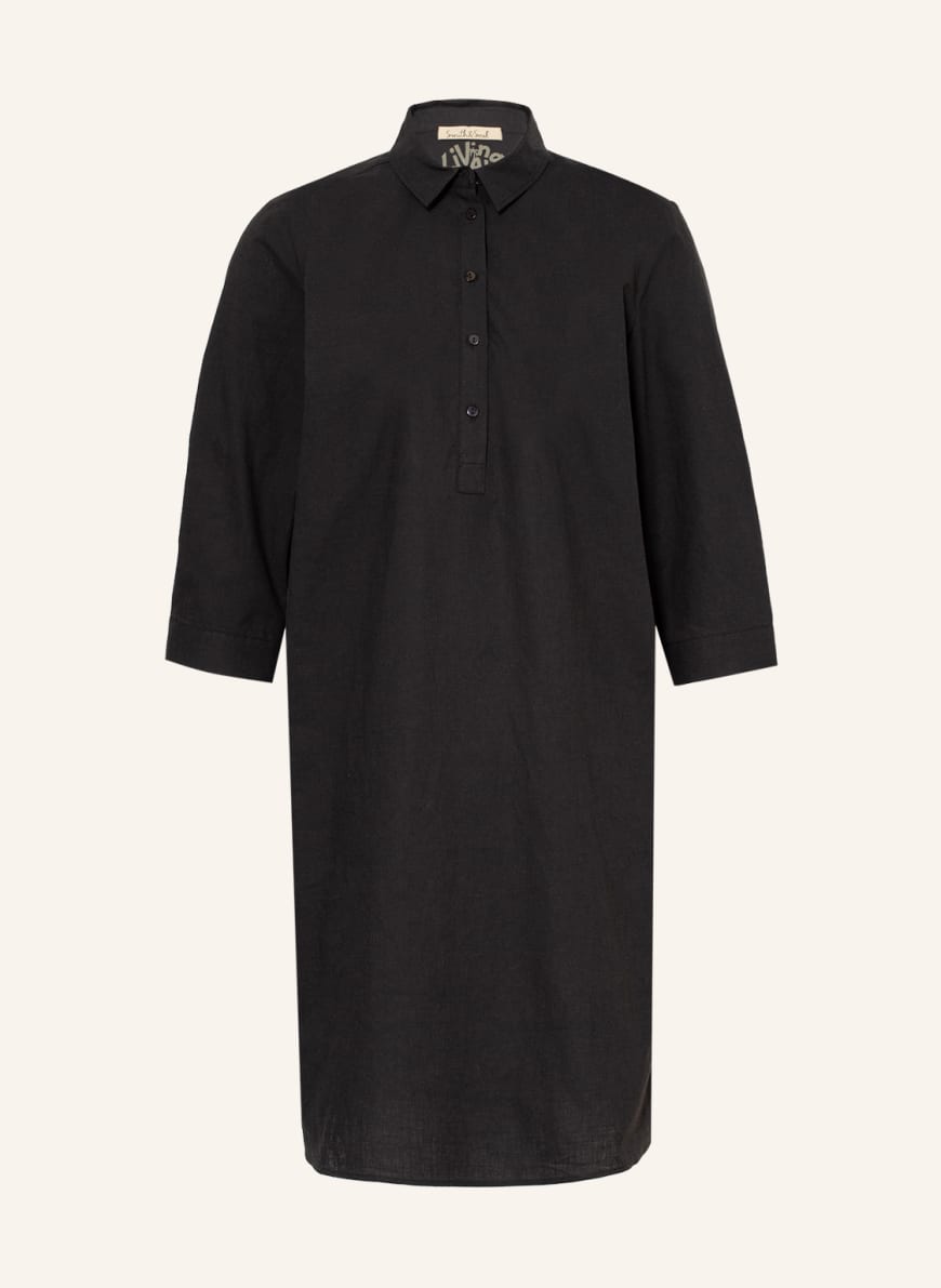 Smith & Soul Dress with linen and 3/4 sleeves, Color: BLACK (Image 1)