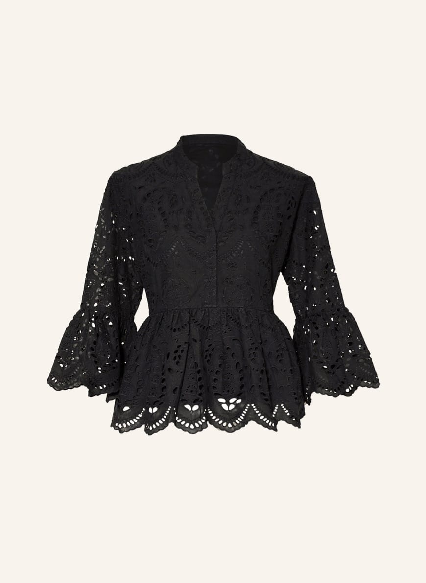 MRS & HUGS Blouse-style shirt made of lace, Color: BLACK (Image 1)