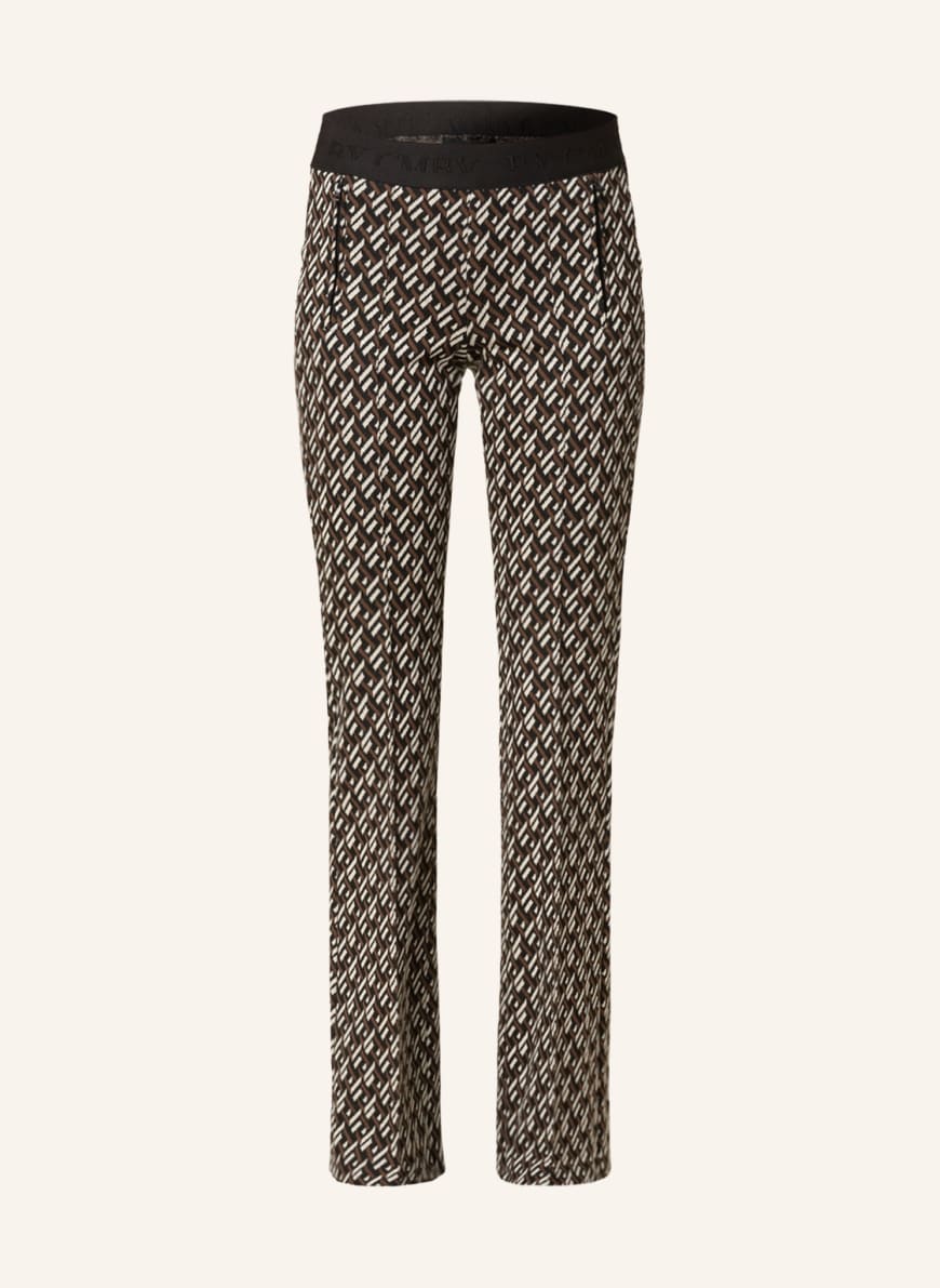 CAMBIO Jacquard trousers FLOWER, Color: BLACK/ WHITE/ BROWN (Image 1)