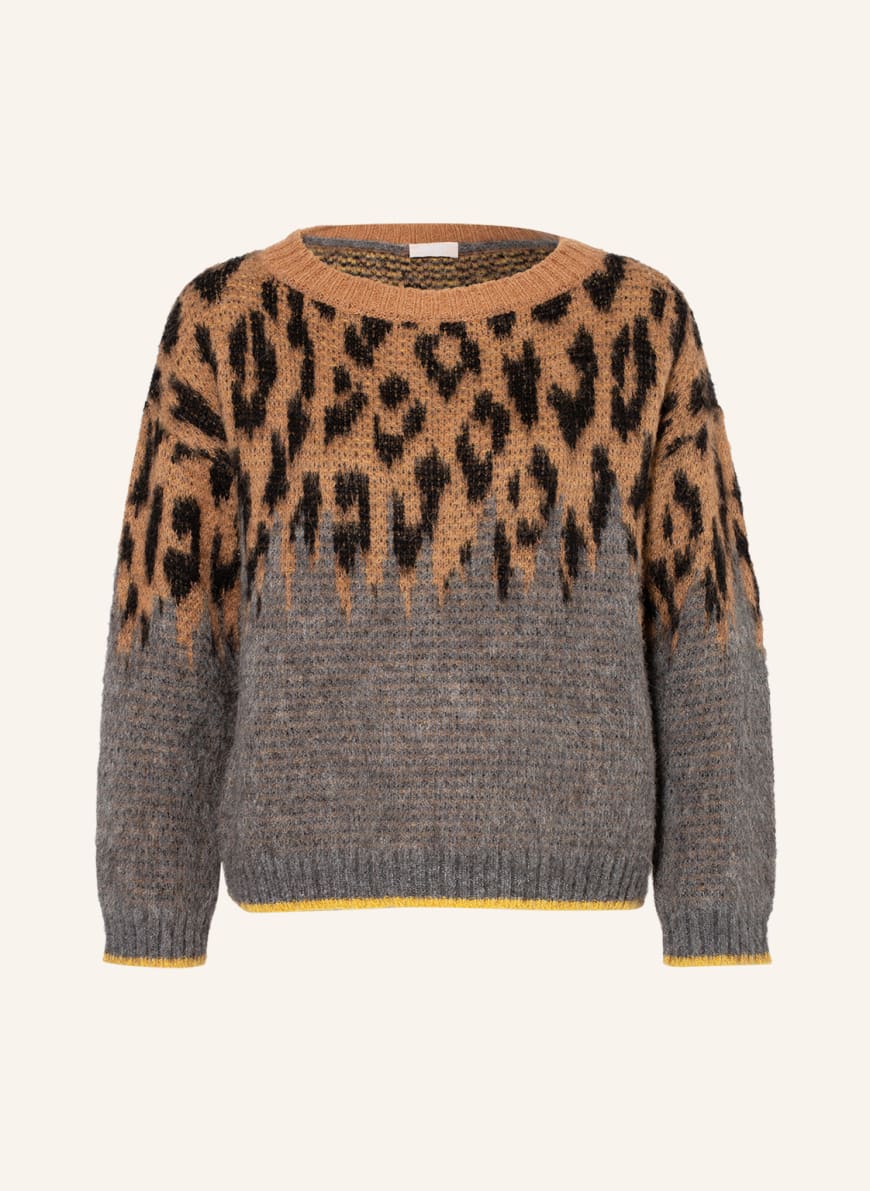 riesgo cable Kakadu LIU JO Sweater with alpaca in gray/ black/ cognac | Breuninger