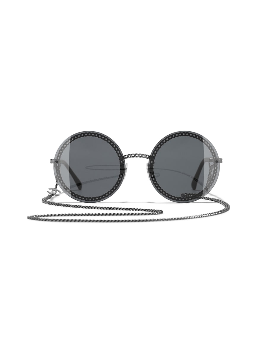 Chanel black cheap round sunglasses