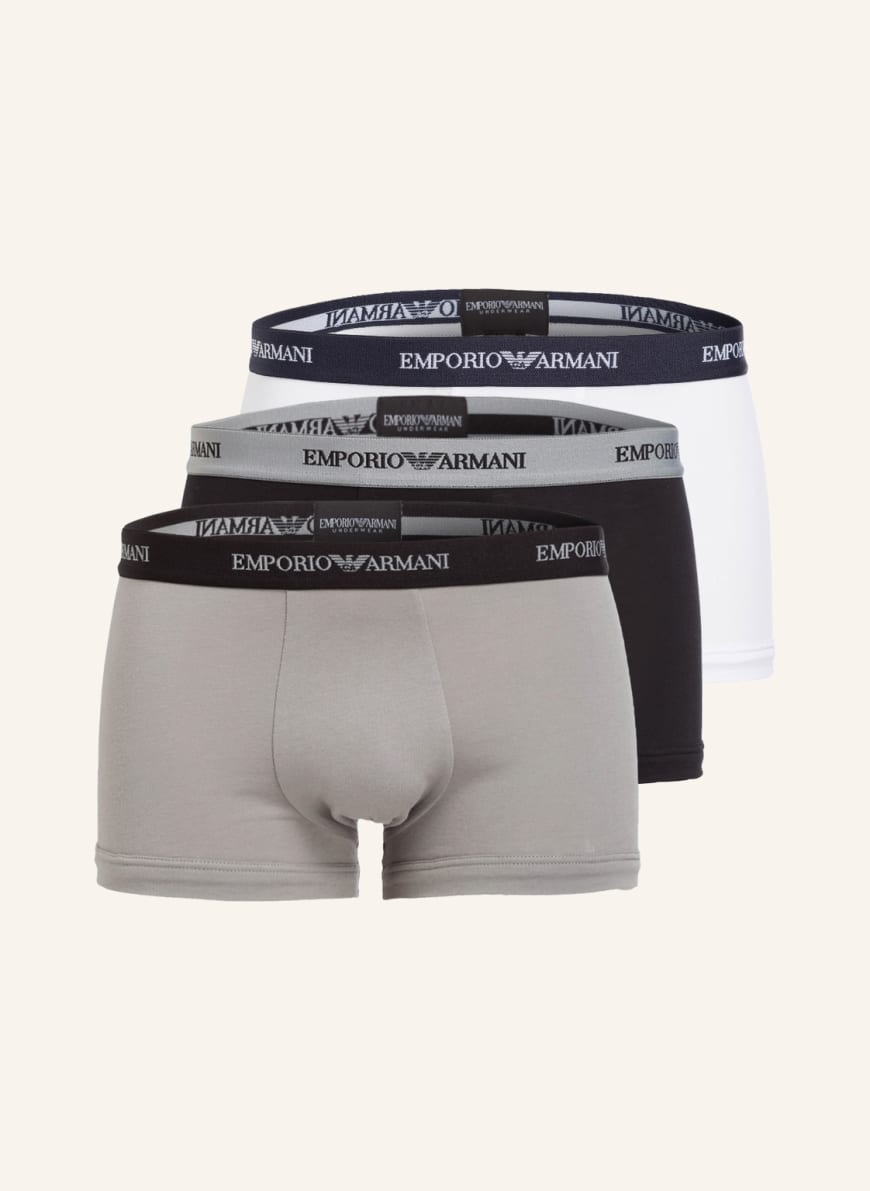 EMPORIO ARMANI 3er-Pack Boxershorts, Farbe: SCHWARZ/ WEISS/ GRAU (Bild 1)