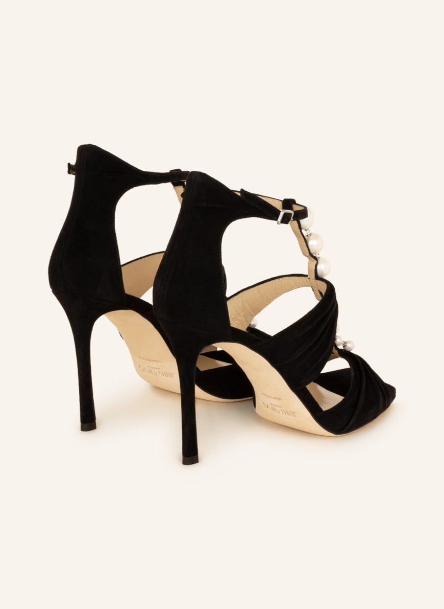 JIMMY CHOO Sandals AURA 95 with beading in black | Breuninger