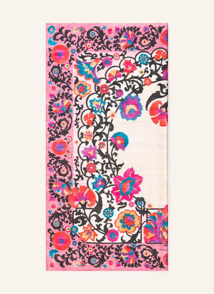 Salvatore Ferragamo Silk scarf GANCIO, Color: PINK/ WHITE/ BLACK (Image 1)
