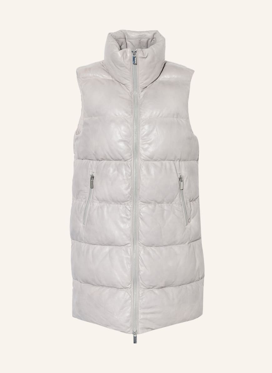 MILESTONE Leather vest DUANA, Color: LIGHT GRAY (Image 1)