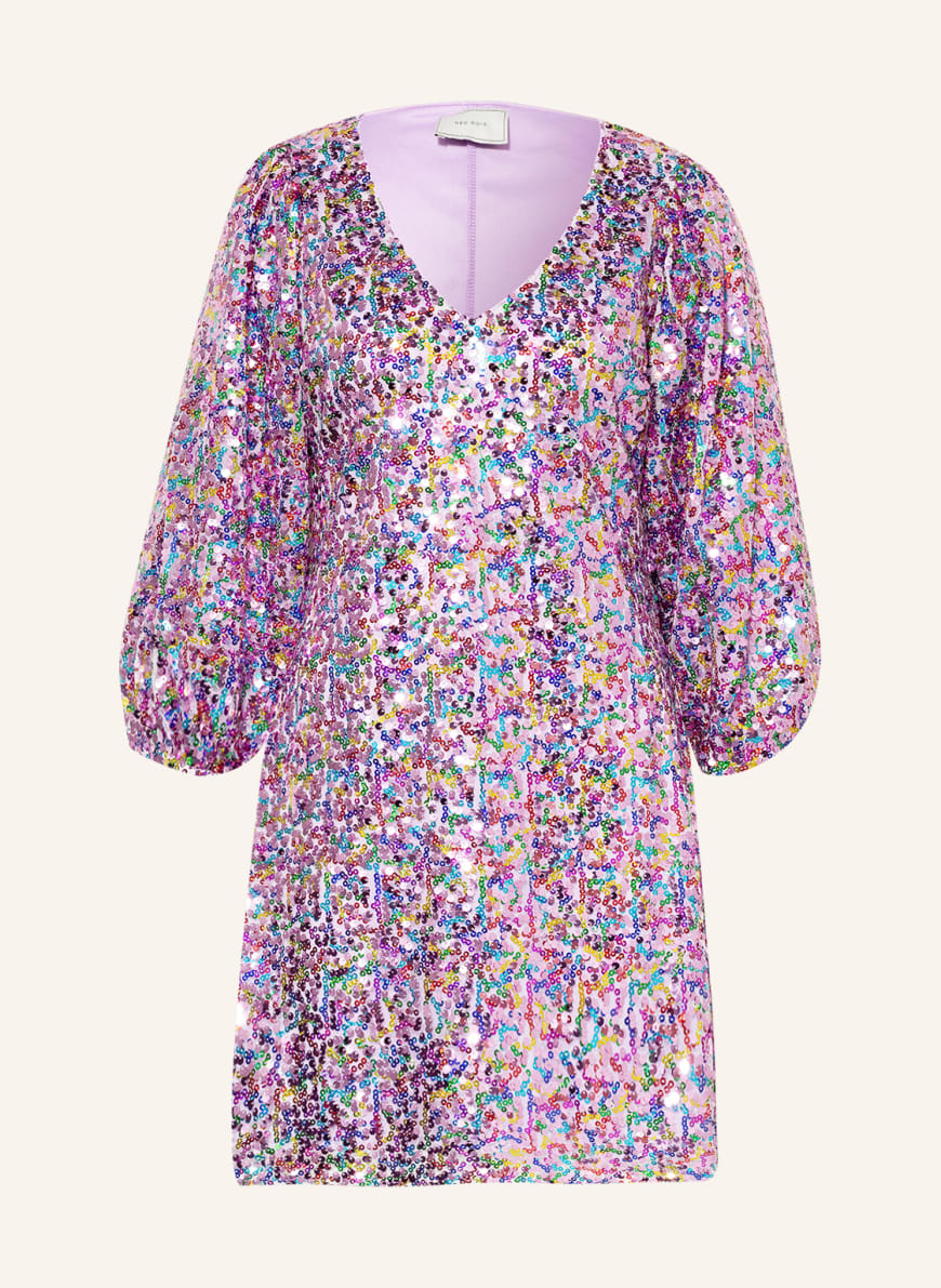 NEO NOIR Kleid SLOANE mit 3/4-Arm und Pailletten, Farbe: HELLLILA/ BLAU/ ROT (Bild 1)