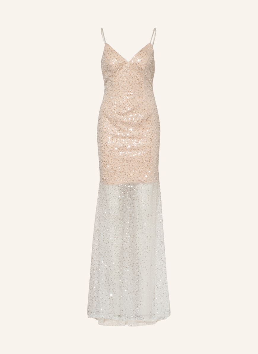 unique Evening dress with sequins and stole, Color: NUDE(Image 1)