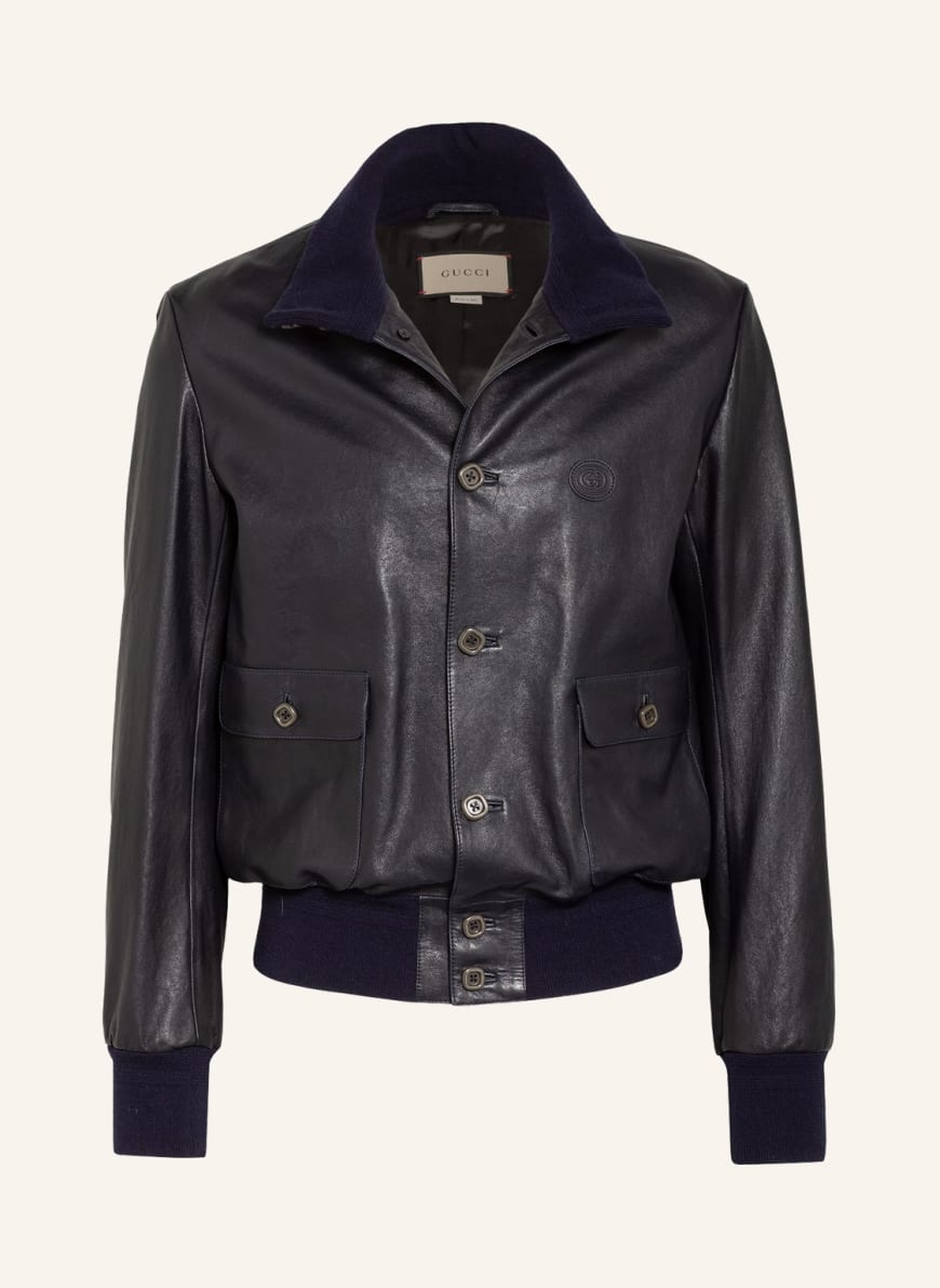 Gucci blue shop leather jacket