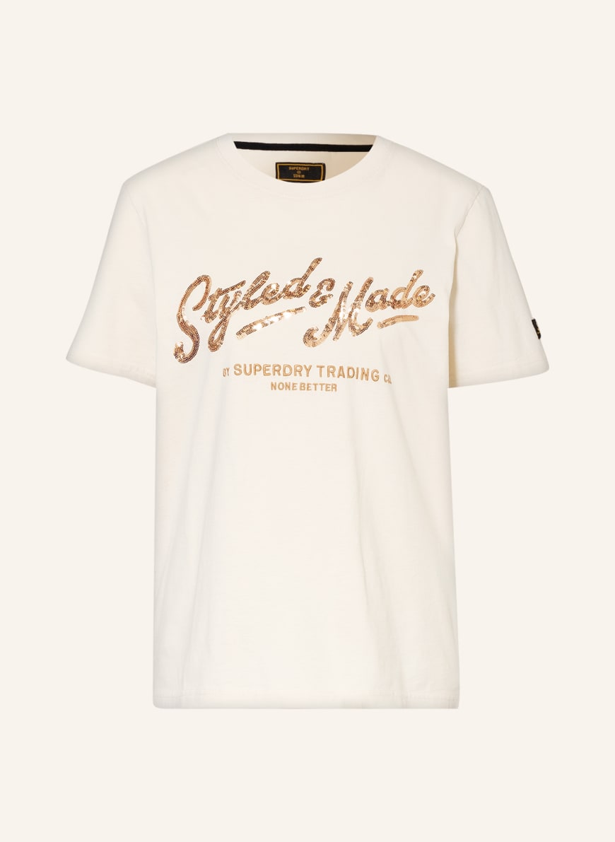Superdry T-shirt VINTAGE SCRIPT with sequins, Color: BEIGE (Image 1)