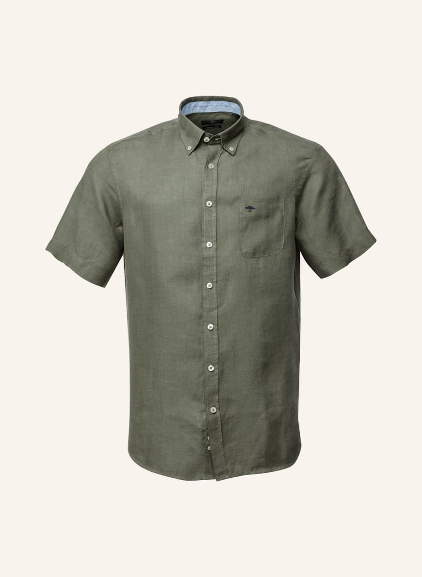 FYNCH-HATTON Kurzarm-Hemd Casual Fit aus Leinen, Farbe: OLIV (Bild 1)