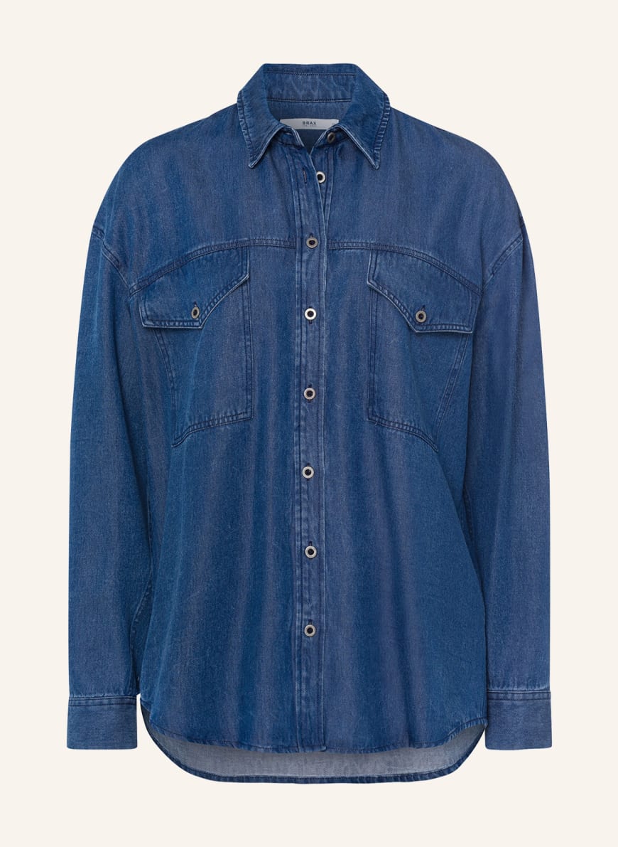 BRAX Shirt blouse VIVIAN made of denim, Color: DARK BLUE (Image 1)