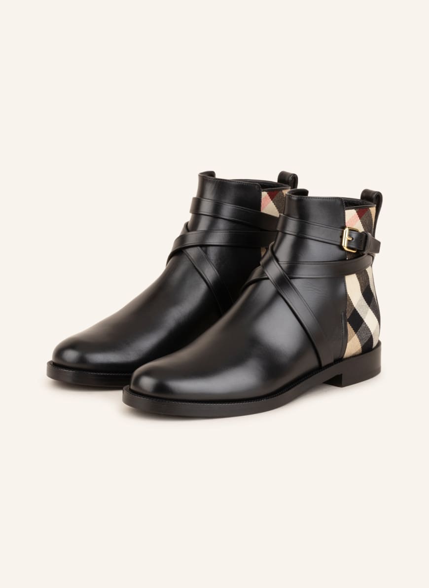 BURBERRY Ankle boots, Color: BLACK/ BEIGE/ RED (Image 1)