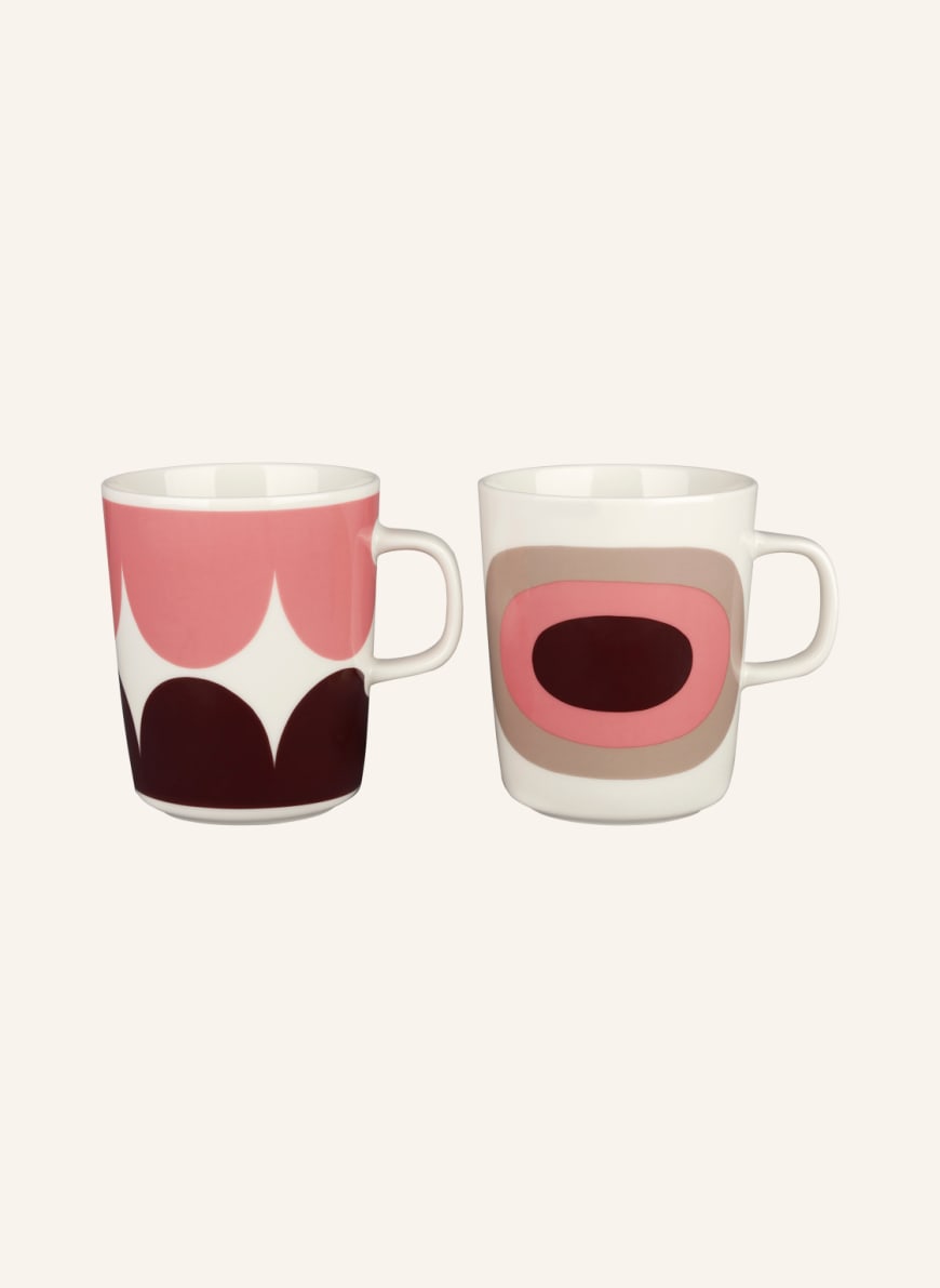 marimekko Set of 2 mugs OIVA/HÄRKÄ & MELOONI, Color: CREAM/ PINK/ DARK RED (Image 1)