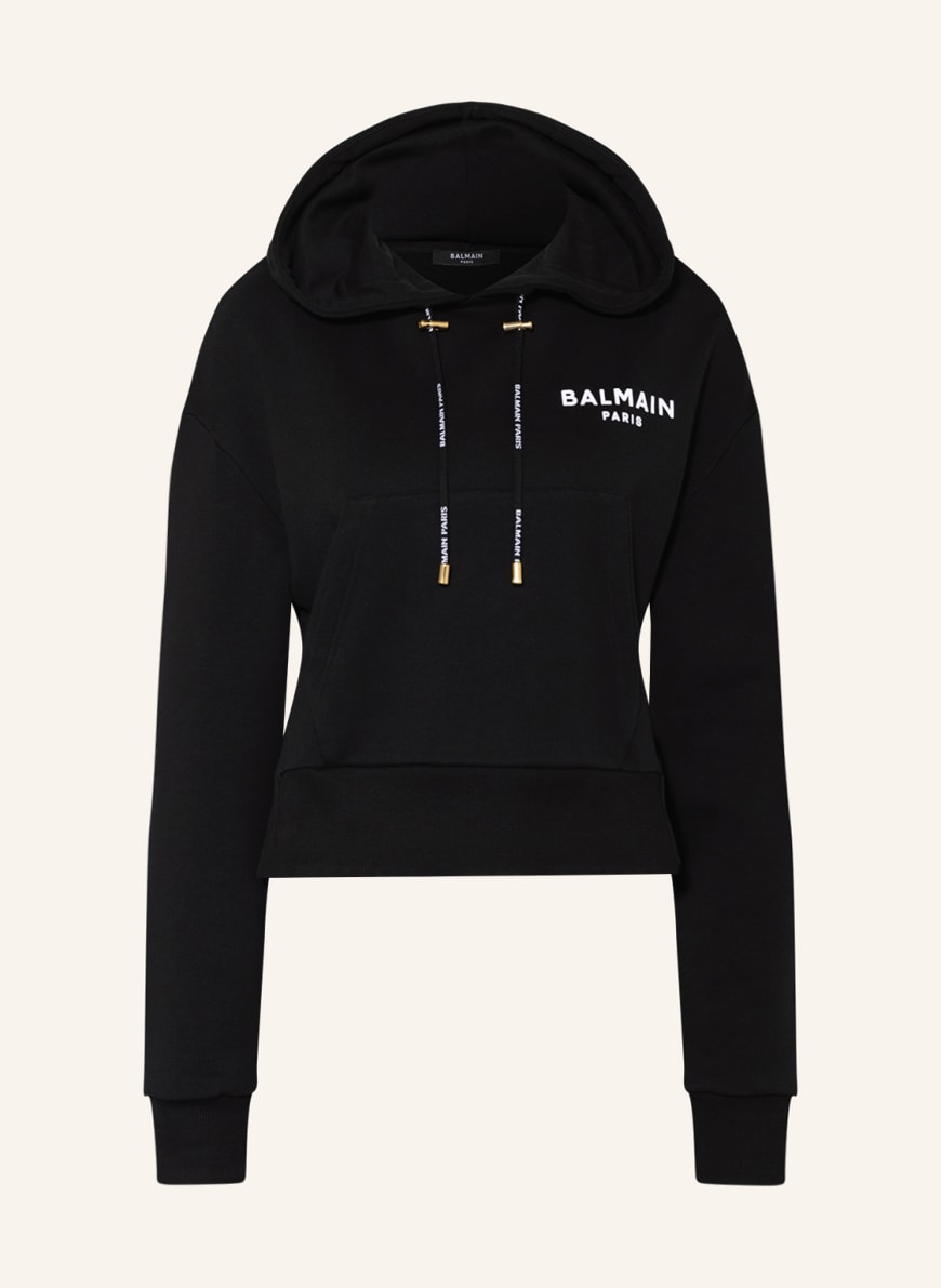 BALMAIN Cropped hoodie, Color: BLACK (Image 1)