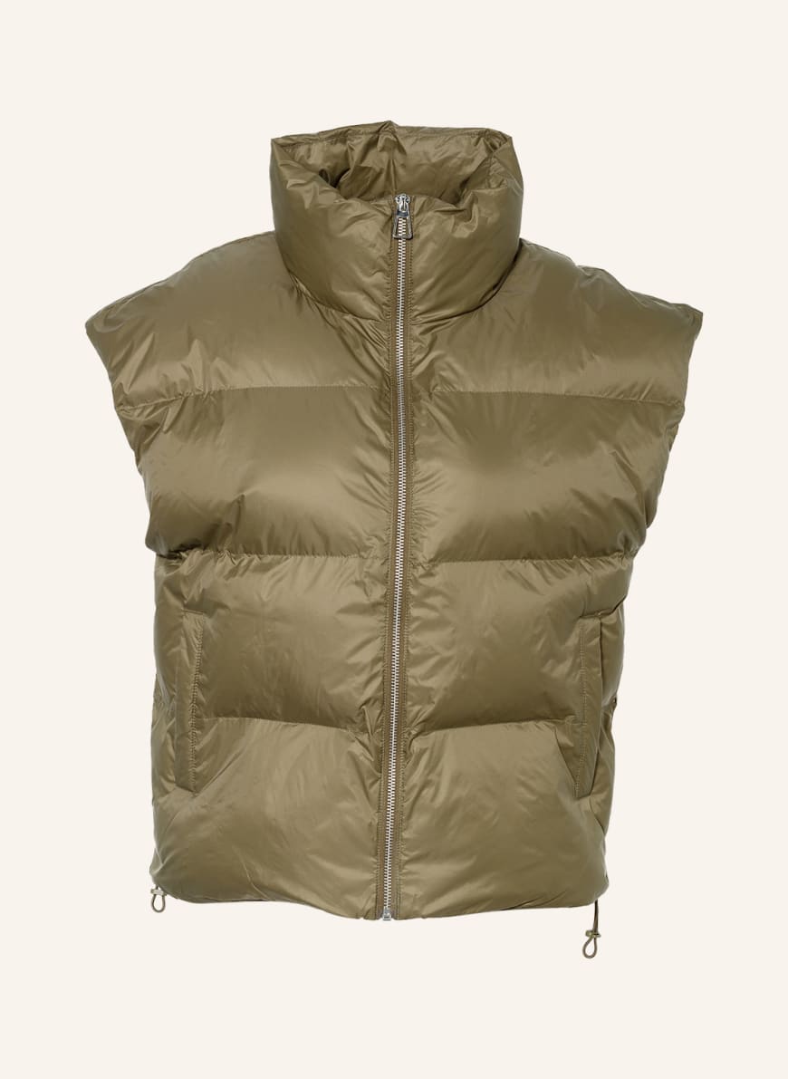MRS & HUGS Cropped quilted vest , Color: KHAKI(Image 1)