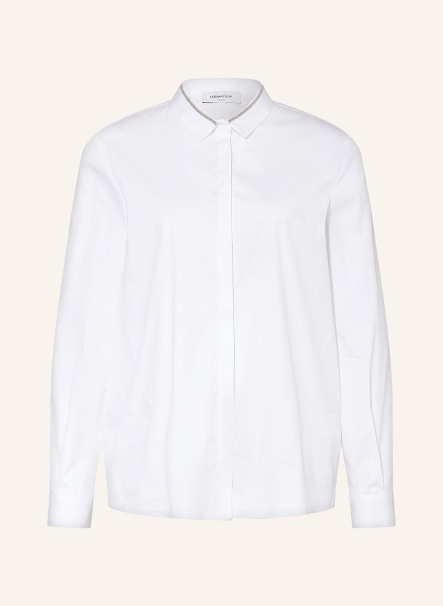 FABIANA FILIPPI Hemdbluse mit Schmucksteinen, Farbe: WEISS (Bild 1)