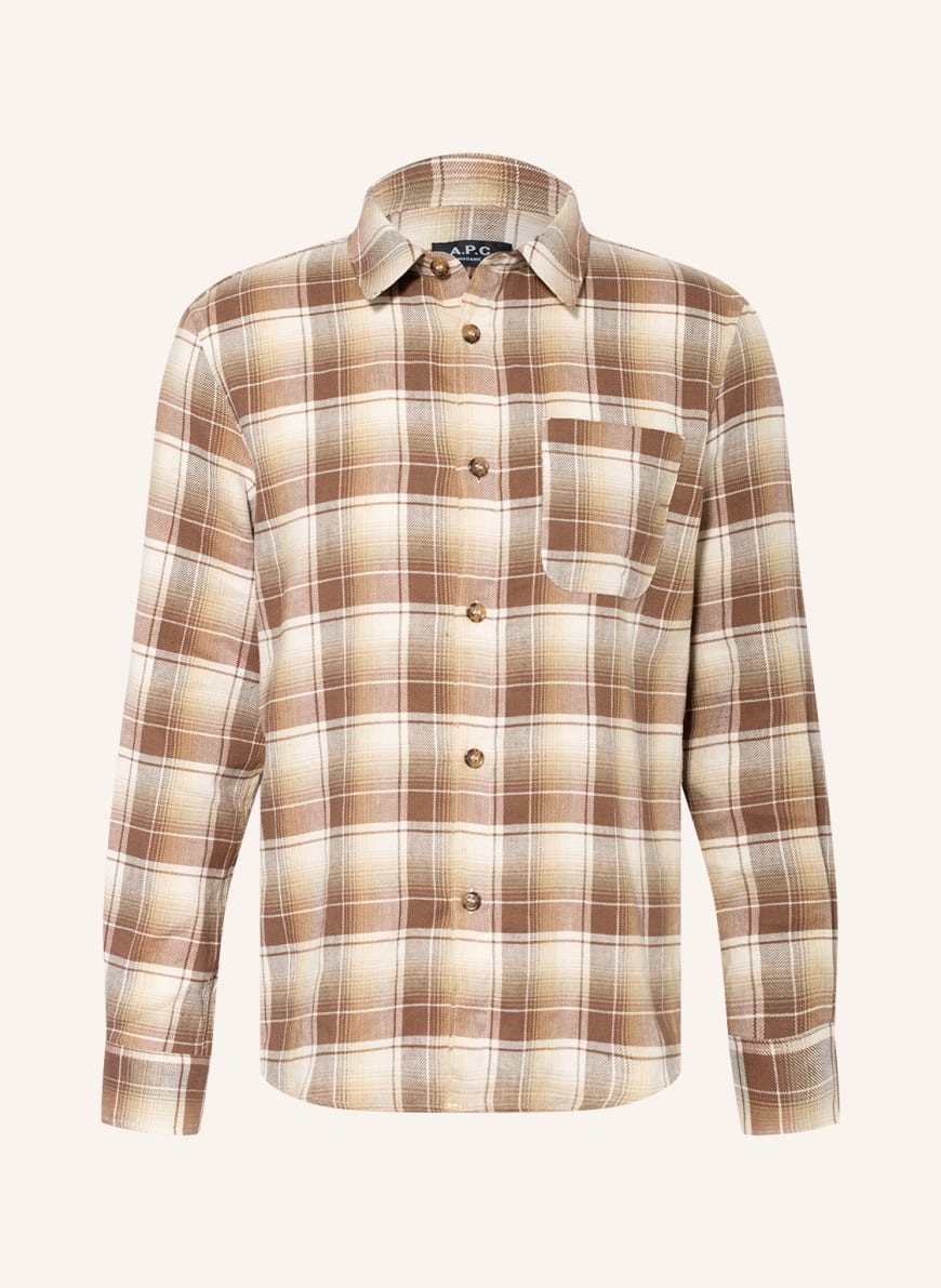 A.P.C. Overshirt with linen, Color: CAMEL/ ECRU/ CREAM (Image 1)
