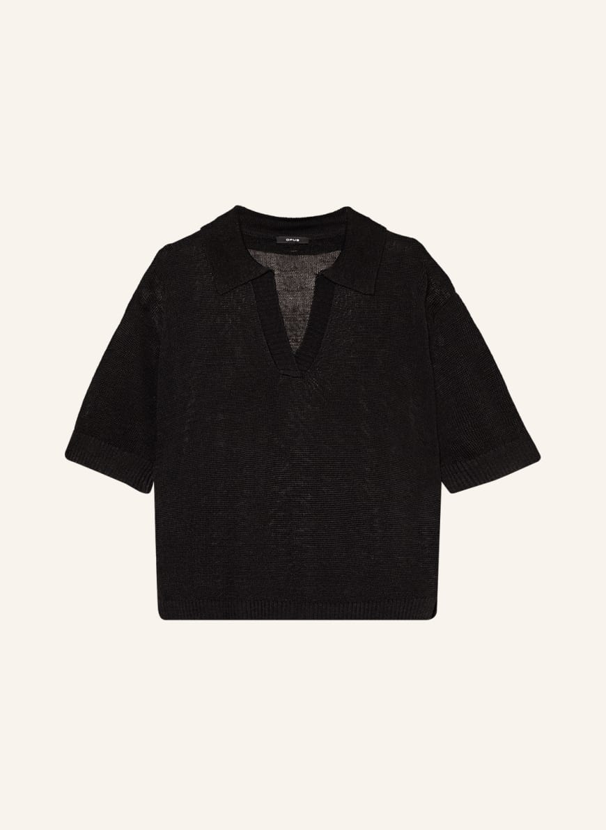 OPUS Knit shirt PABELA with linen in black & another color | Breuninger