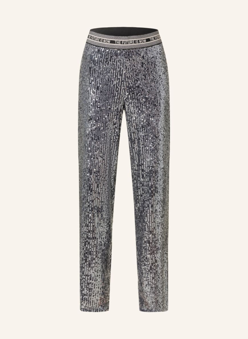 CAMBIO Wide leg trousers ALICE with sequins , Color: BLACK/ SILVER (Image 1)