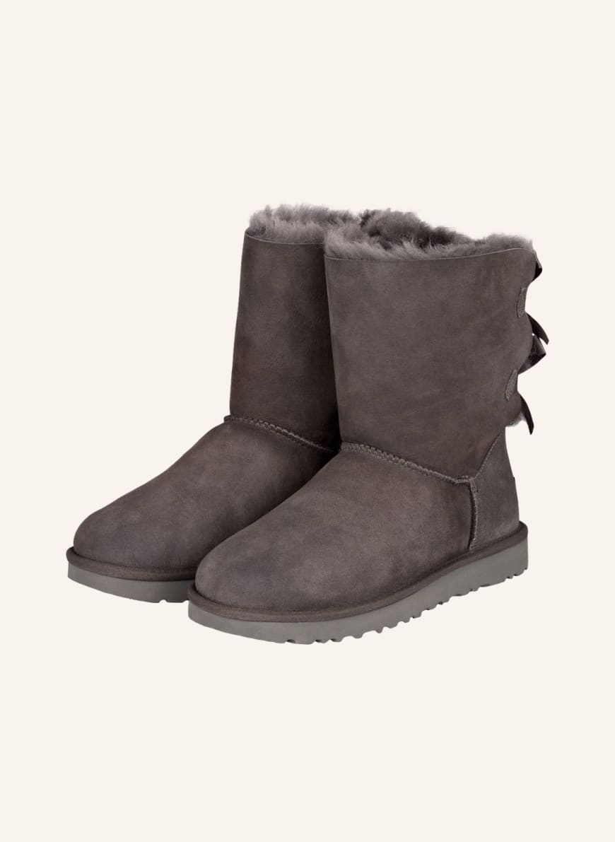 Grey ugg discount boots with bows