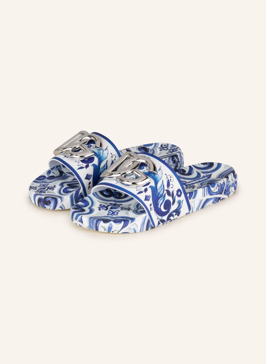 DOLCE & GABBANA Slides, Color: WHITE/ BLUE (Image 1)