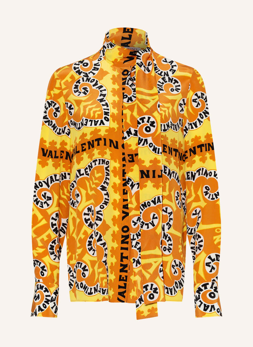 VALENTINO Bow-tie blouse in silk, Color: ORANGE/ YELLOW(Image 1)