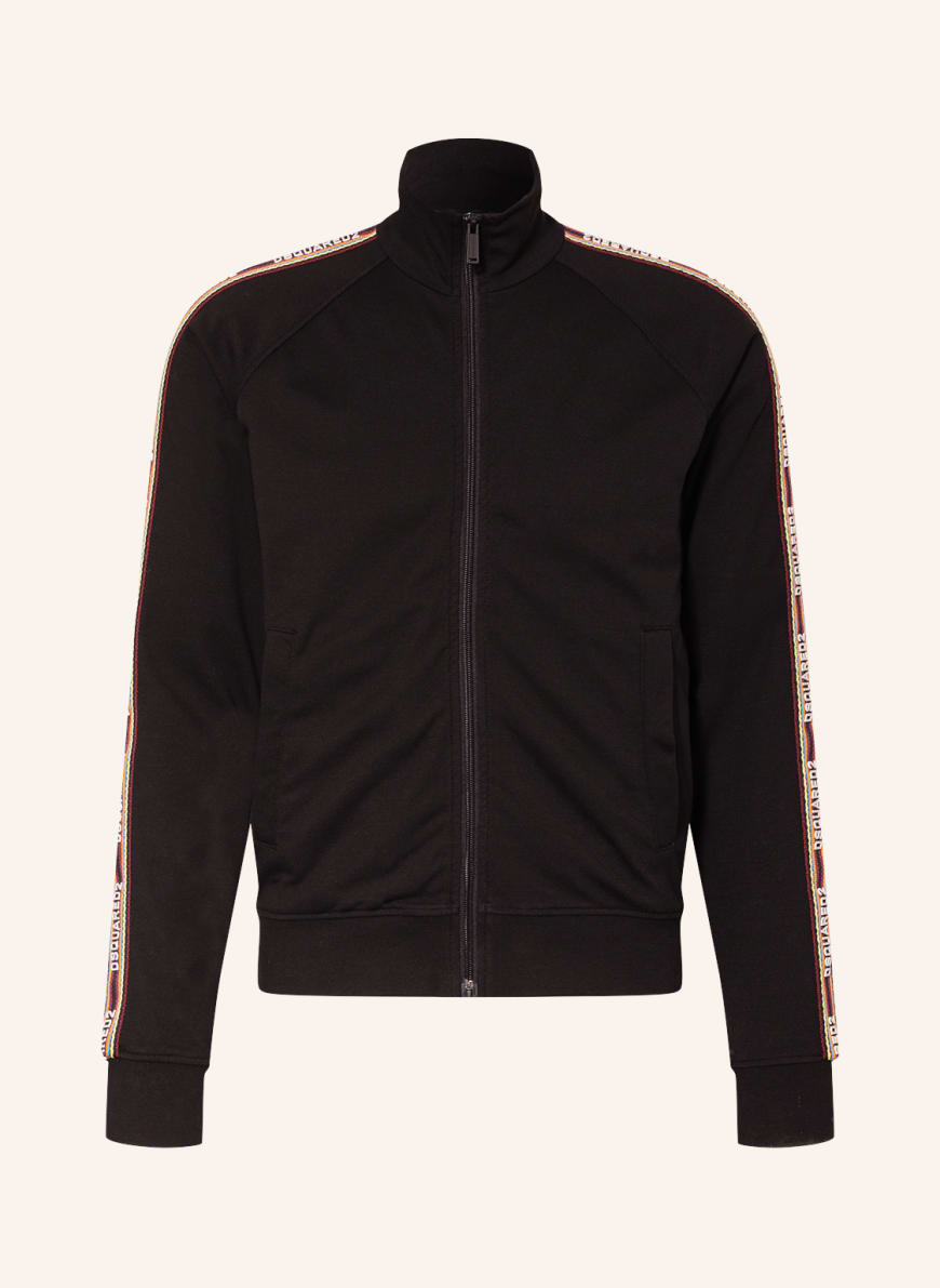DSQUARED2 Jersey jacket with tuxedo stripes, Color: BLACK (Image 1)