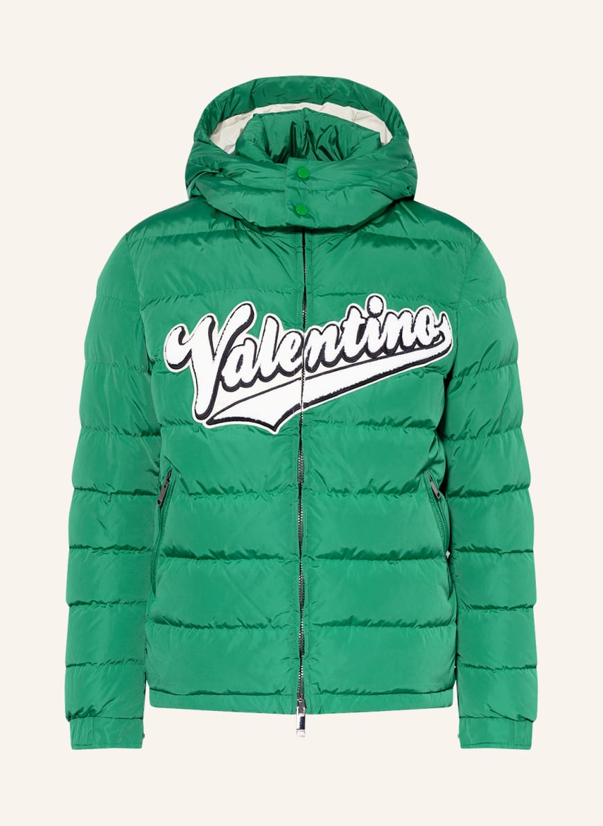 VALENTINO Down jacket with removable hood, Color: GREEN (Image 1)