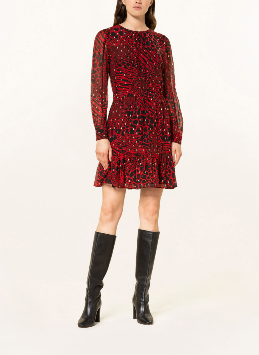 MICHAEL KORS Dress with silk and glitter thread in dark red/ black |  Breuninger
