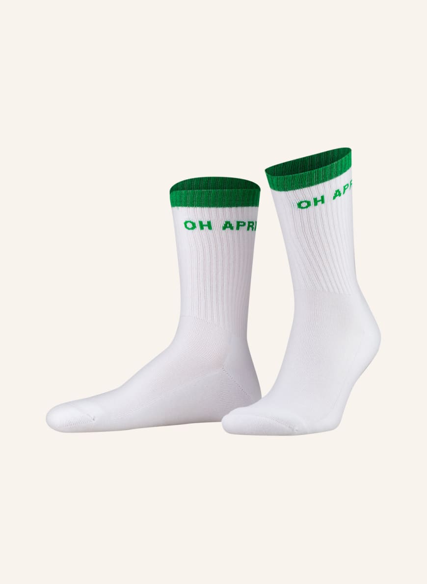 OH APRIL Socks STEFFI, Color: WHITE/ GREEN(Image 1)